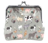 Joli porte-monnaie en cuir avec boucle pour femme Motif animaux de la ferme Gris, Animaux de la ferme mignons gris, Classique