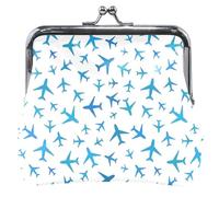 Joli porte-monnaie en cuir pour femme avec verrou en forme d'avions bleus, Icônes Blue Planes, Classique