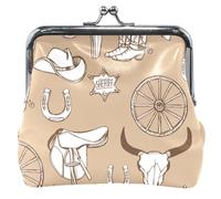 Joli porte-monnaie en cuir pour homme et femme avec verrou - Motif animaux de la ferme - Marron, Animaux de la ferme mignons marron, Classique