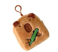 Joli porte-monnaie en peluche Capybara - Porte-monnaie en forme d'animal - Sac de rangement pour écouteurs - Portefeuille décoratif, Melon vert, As shown in the figure
