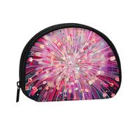 Joli porte-monnaie et mini pochette à changer, art de feu d'artifice imprimé, petit sac à monnaie tendance à fermeture éclair pour femme, noir, taille unique, demi-cercle, Noir , Taille unique