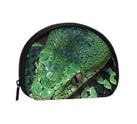 Joli porte-monnaie et mini pochette à changer, art peau de serpent vert imprimé, petit sac à monnaie tendance à fermeture éclair pour femme, noir, taille unique, demi-cercle, Noir , Taille unique