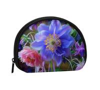 Joli porte-monnaie et mini pochette à changer, beau imprimé de fleurs, petit sac à monnaie tendance à fermeture éclair pour femme, noir, taille unique, demi-cercle, Noir , Taille unique, Demi-cercle