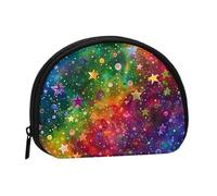 Joli porte-monnaie et mini pochette à changer, étoiles arc-en-ciel colorées imprimées, petit sac à monnaie tendance avec fermeture éclair pour femme, noir, taille unique, demi-cercle, Noir , Taille