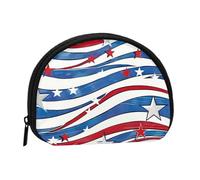 Joli porte-monnaie et mini pochette à changer, étoiles patriotiques, bandes, jour de l'indépendance, petit sac à monnaie tendance avec fermeture éclair pour femme, noir, taille unique, demi-cercle