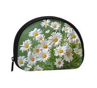 Joli porte-monnaie et mini pochette à changer, fleurs florales, marguerites, petit sac tendance à fermeture éclair pour femme, noir, taille unique, demi-cercle, Noir , Taille unique, Demi-cercle