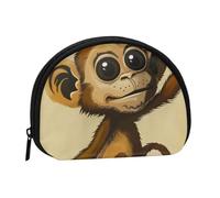 Joli porte-monnaie et mini pochette à changer, imprimé singe mignon, petit sac tendance à fermeture éclair pour femme, noir, taille unique, demi-cercle, Noir , Taille unique, Demi-cercle