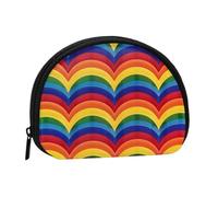 Joli porte-monnaie et mini pochette à changer, motif arc-en-ciel, petit sac à monnaie tendance avec fermeture éclair pour femme, noir, taille unique, demi-cercle, Noir , Taille unique, Demi-cercle
