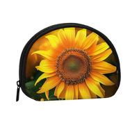 Joli porte-monnaie et mini pochette à changer, papier peint tournesol orange, petit sac à monnaie tendance avec fermeture éclair pour femme, noir, taille unique, demi-cercle, Noir , Taille unique