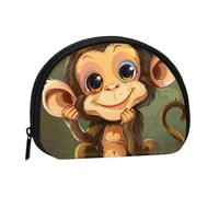 Joli porte-monnaie et mini pochette à changer, petit sac à monnaie tendance avec imprimé singe mignon pour femme, noir, taille unique, demi-cercle, Noir , Taille unique, Demi-cercle