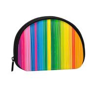 Joli porte-monnaie et mini pochette à changer, rayures de couleur arc-en-ciel, petit sac tendance à fermeture éclair pour femme, noir, taille unique, demi-cercle, Noir , Taille unique, Demi-cercle