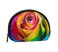 Joli porte-monnaie et mini pochette à changer, rose arc-en-ciel, petit sac à monnaie tendance avec fermeture éclair pour femme, noir, taille unique, demi-cercle, Noir , Taille unique, Demi-cercle