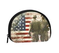 Joli porte-monnaie et mini pochette à changer, soldats militaires américains, jour commémoratif patriotique, petit sac à monnaie tendance avec fermeture éclair pour femme, noir, taille unique