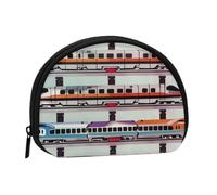Joli porte-monnaie et mini pochette à monnaie, motif train monorail, petit sac à monnaie tendance avec fermeture éclair pour femme, noir, taille unique, demi-cercle, Noir , Taille unique, Demi-cercle