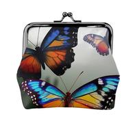 Joli porte-monnaie pour femmes et filles avec imprimé papillon - Mini pochette portefeuille avec verrou à baiser - Joli portefeuille en cuir, Noir , Taille unique, Pochette à monnaie