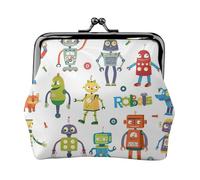 Joli porte-monnaie pratique avec imprimé robots de dessin animé pour femme (11,5 x 10,5 cm) exquis, noir, One Size