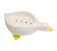Joli porte-savon en forme de canard - Égouttoir à savon - En céramique - Accessoire de salle de bain - Facile à utiliser - Avec égouttoir pour comptoir de douche de cuisine