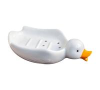 Joli porte-savon en forme de canard - Égouttoir à savon - En céramique - Accessoire de salle de bain - Facile à utiliser - Avec égouttoir pour comptoir de douche de cuisine