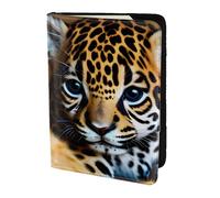 Joli portefeuille de voyage imprimé bébé Jaguar 1 pour passeport familial en cuir pour homme et femme, noir, One Size