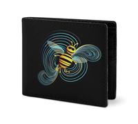 Joli portefeuille en cuir sergé avec illustration tendance dans le noir, petit portefeuille adapté pour les voyages quotidiens, style, taille unique, portefeuille en cuir sergé, Style :, Taille unique