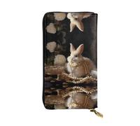 Joli portefeuille long en cuir à motif lapin (19,1 x 10,4 cm) | Compartiment multifonction extra large | Cadeau idéal