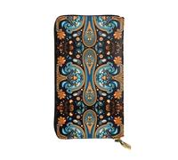 Joli portefeuille long en cuir à motif symétrique (19,1 x 10,4 cm) | Compartiment multifonction extra large | Excellent cadeau