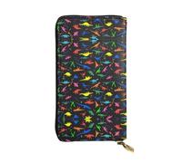 Joli portefeuille long en cuir imprimé dinosa - Portefeuille personnalisé à la mode, plusieurs emplacements pour cartes, prêt à offrir, noir, One Size