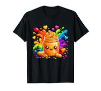 Joli Pot de Beurre d'arachide Kawaii Color Splash Hearts T-Shirt