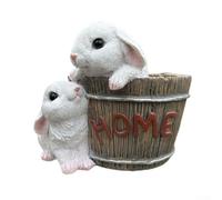 Joli pot de fleurs succulentes en forme de lapin avec drainage, convient pour les petites plantes d'intérieur, ajoute un élément fantaisiste à la décoration de la maison ou du bureau (blanc)