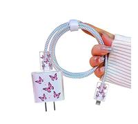 Joli protecteur de câble pour Apple 18 W/20 W USB-C adaptateur de chargeur - Motif papillon transparent mignon - Câble de données Lightning en silicone - Câble USB - Coque de protection pour chargeur d'iPhone