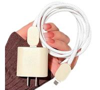 Joli protecteur de chargeur en cuir texturé pour iPhone 18 W/20 W USB-C - Coque de protection de câble en PVC pour femme et fille - Économiseur de fils, économiseur de câble de données - Protection de