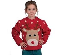 Joli pull Renne de Noël fille et garçon, taille enfant de 10 à 12 ans REF/48132 rouge