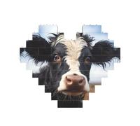 Joli puzzle en forme de cœur imprimé vache pour la Saint-Valentin, un anniversaire, un mariage