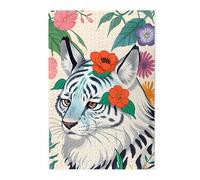 Joli puzzle photo de tigre blanc. Puzzle en bois pour adultes, décoration murale unique