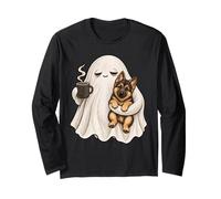 Joli Pyjama d'halloween fantôme fatigué Tenant Un Berger Allemand Manche Longue