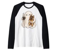 Joli Pyjama d'halloween fantôme fatigué Tenant Un Berger Allemand Manche Raglan