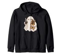 Joli Pyjama d'halloween fantôme fatigué Tenant Un Berger Allemand Sweat à Capuche