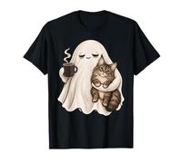 Joli Pyjama d'halloween fantôme fatigué Tenant Un Chat Maine Coon T-Shirt