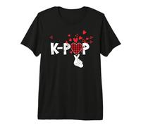 Joli Pyjama K-Pop Lovers avec Signe d'amour coréen Rouge Buffalo T-Shirt Haut de Gamme