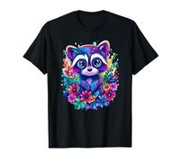 Joli raton laveur parmi des fleurs vibrantes T-Shirt