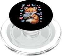 Joli Renard Souriant avec Fleurs, cœurs, Papillons PopSockets PopGrip pour MagSafe