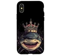 Joli requin avec couronne pour les amateurs de royaume et de requins Coque pour iPhone X/XS