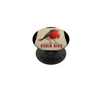 Joli Rouge-Gorge avec Une Jolie Plume pour Les Amateurs d'oiseaux PopSockets PopGrip Adhésif