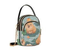 Joli sac à bandoulière Capybara avec une mandarine sur la tête pour femme, sac à main amovible, sac à main pour téléphone, sac à main à bandoulière, portefeuille