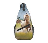 Joli sac à bandoulière imprimé Husky pour homme et femme, sac à bandoulière polyvalent et décontracté pour la course, la randonnée, le cyclisme, les voyages, le travail, Chevaux au galop, Taille
