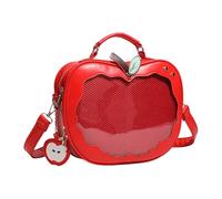 Joli sac à bandoulière Itabag en forme de fruit - Sac à dos mignon - Style preppy - Sac à dos en cuir PU - Messagers d'école, Rouge
