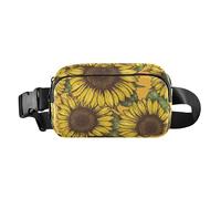 Joli sac à bandoulière jaune tournesol dessiné à la main pour femmes, hommes, adolescents, mini sac à bandoulière avec sangle réglable pour voyage, course à pied, randonnée, Tournesol jaune dessiné à