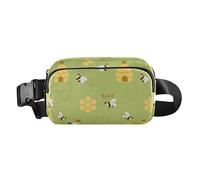 Joli sac à bandoulière pour femmes, hommes, adolescents, mini sac banane de course avec sangle réglable pour voyage, gym, travail, abeille, bonheur, bonheur, miel, ruche, Bee Happy Good Luck Sweet