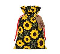 Joli sac à bonbons de Noël avec cordon de serrage imprimé tournesol réutilisable