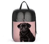 Joli sac à chaussures de voyage noir carlin, pochette à chaussures résistante à l'eau avec fermeture éclair, sac à poussière, gris, taille unique, moderne, gris, Taille unique, Moderne